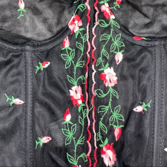 VINTAGE Rose Floral Embroidery Semi-Sheer Bustier - Picture 4 of 10